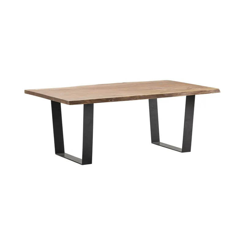 Bengal Manor Iron And Live Edge Natural Acacia Wood Rectangle Cocktail Table Silo