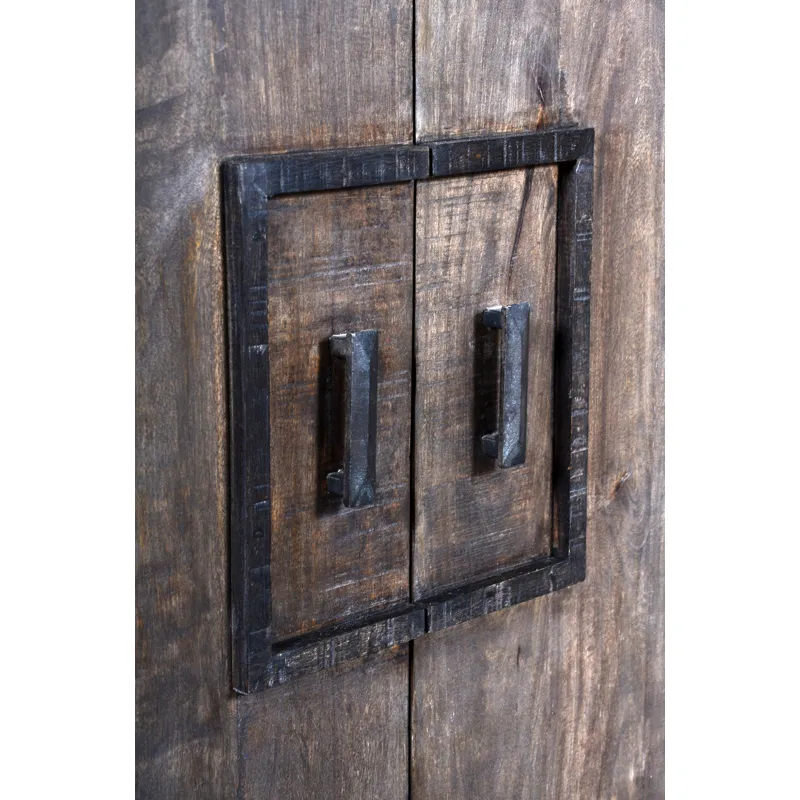 Bengal Manor Mango Wood 4 Door Frame Detail Rough Hewn Sideboard