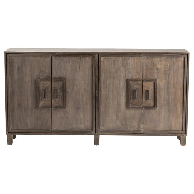 Bengal Manor Mango Wood 4 Door Frame Detail Rough Hewn Sideboard Silo