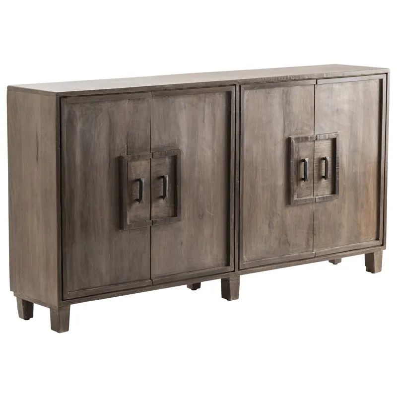 Bengal Manor Mango Wood 4 Door Frame Detail Rough Hewn Sideboard Silo