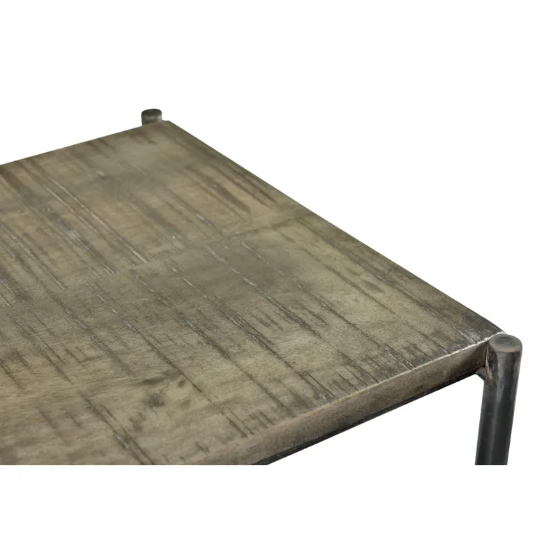 Bengal Manor Mango Wood Scraped Iron Tiered Console Table In Parkview Grey Finish