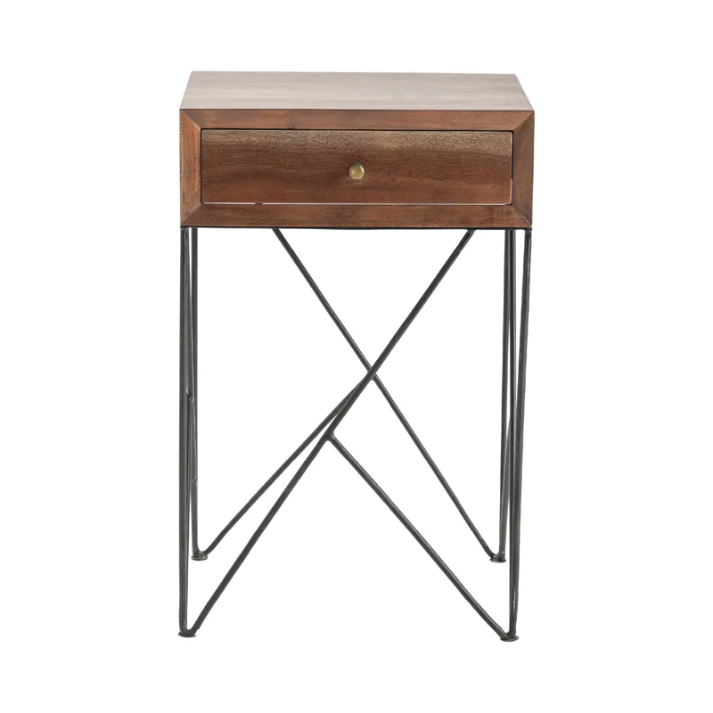 Bengal Manor Acacia Wood And Metal 1 Drawer Accent Table Silo