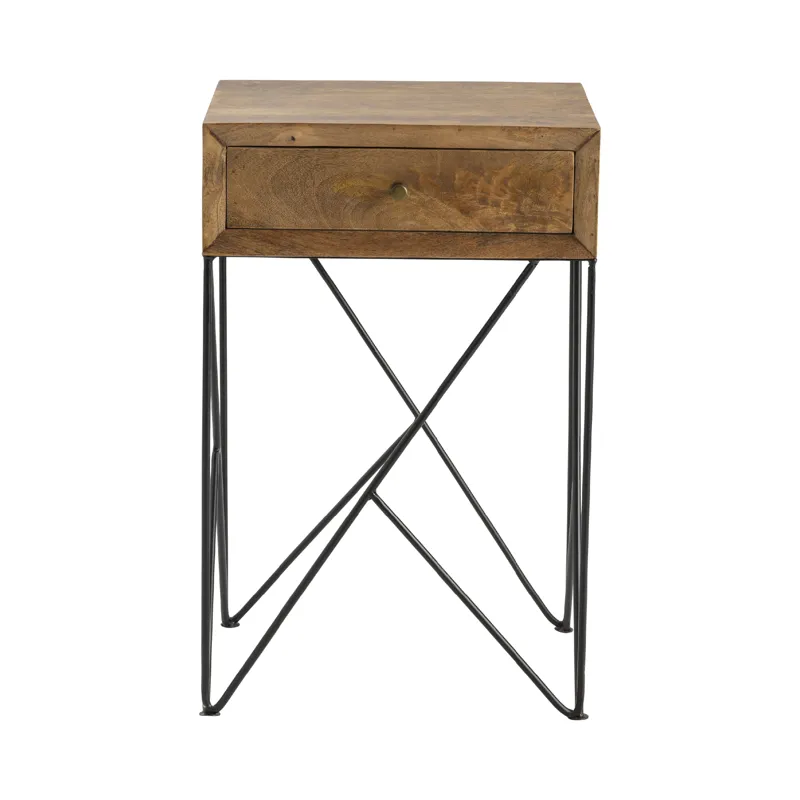 Bengal Manor Light Acacia Wood And Metal 1 Drawer Accent Table Silo
