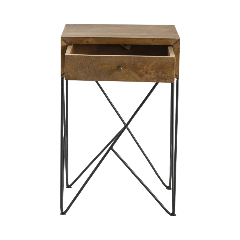Bengal Manor Light Acacia Wood And Metal 1 Drawer Accent Table Silo