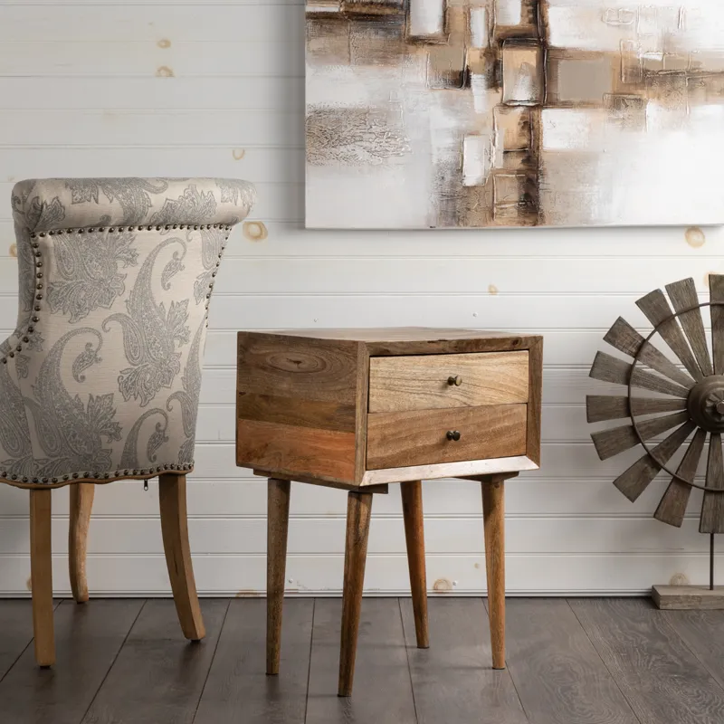 Bengal Manor Natural Mango Wood 2 Drawer Accent Table