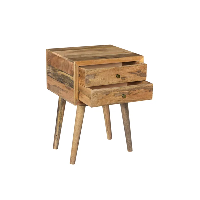 Bengal Manor Natural Mango Wood 2 Drawer Accent Table