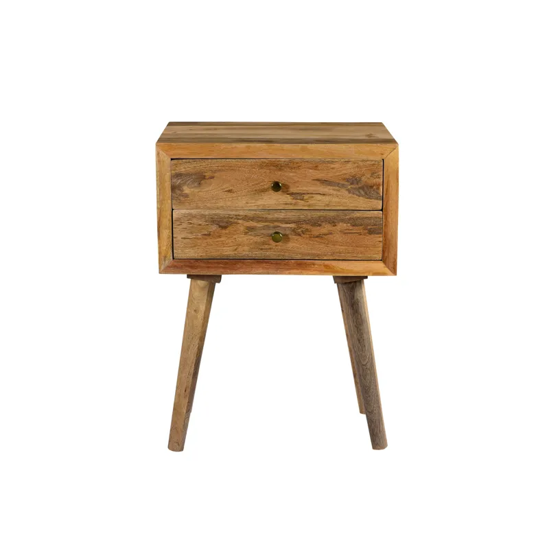 Bengal Manor Natural Mango Wood 2 Drawer Accent Table
