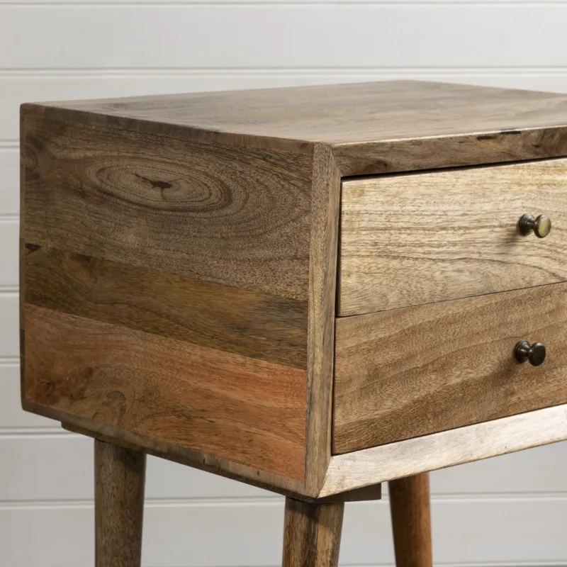 Bengal Manor Natural Mango Wood 2 Drawer Accent Table