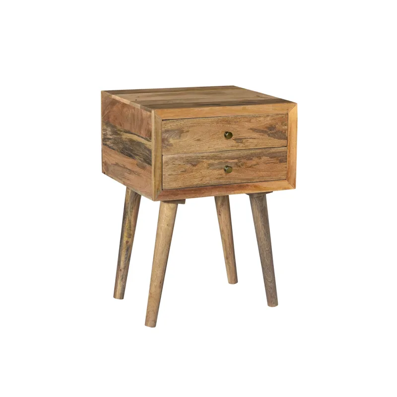 Bengal Manor Natural Mango Wood 2 Drawer Accent Table