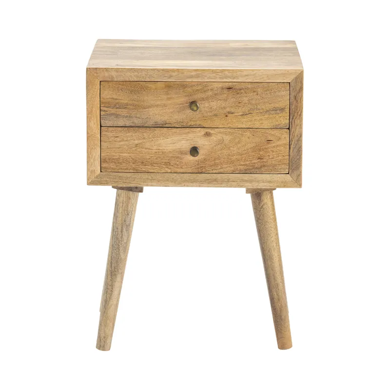 Bengal Manor Natural Mango Wood 2 Drawer Accent Table Silo