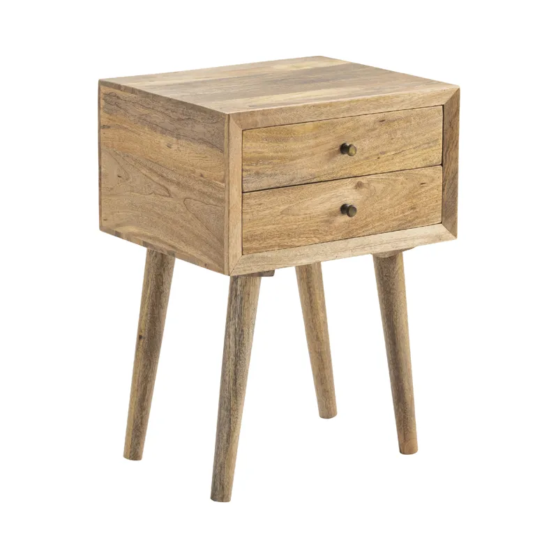Bengal Manor Natural Mango Wood 2 Drawer Accent Table Silo