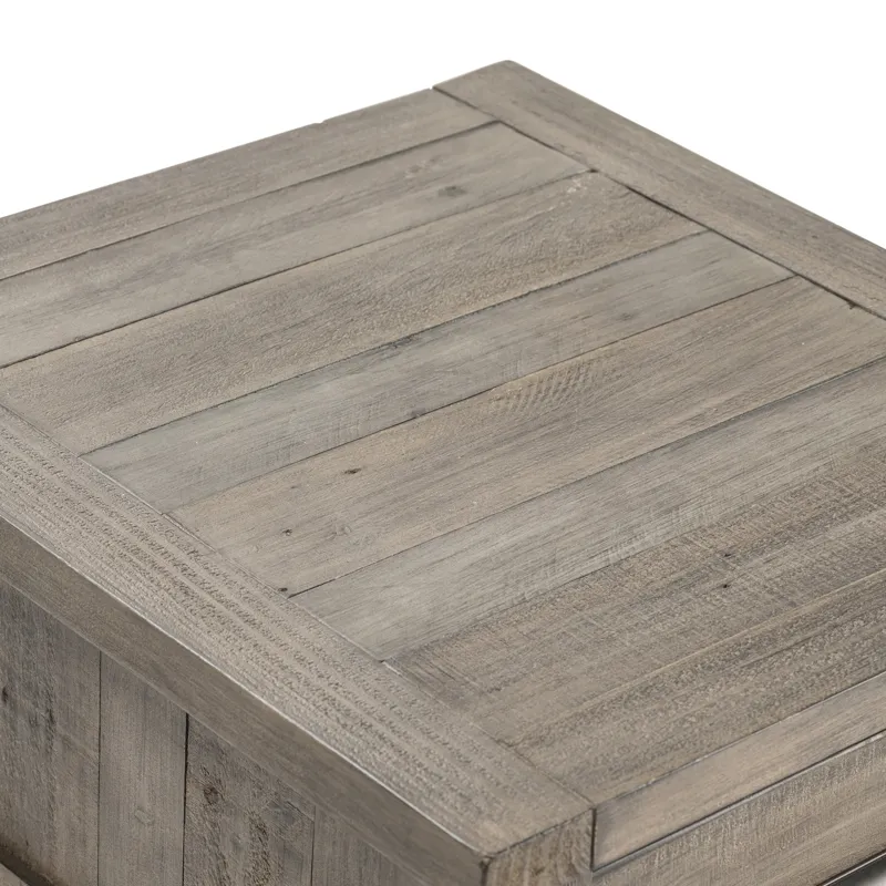 Pembroke Plantation Recycled Pine Distressed Grey 1 Drawer Rectangle End Table Silo