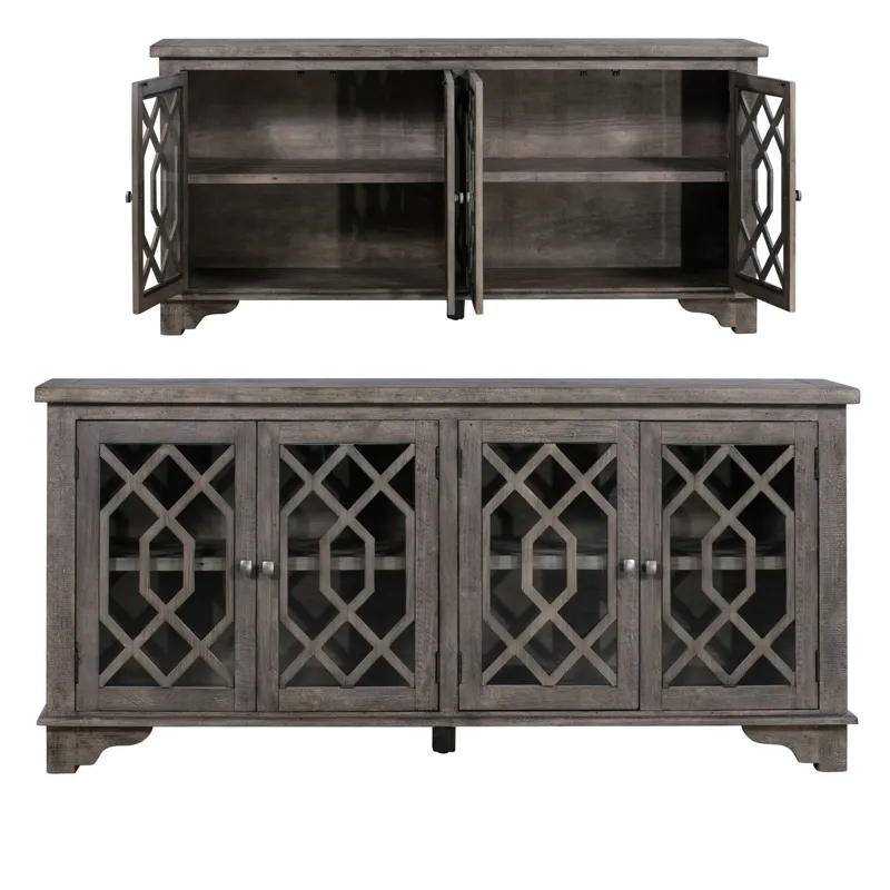 Pembroke Plantation Recycled Pine Distressed Grey 4 Door Sideboard