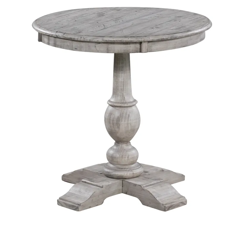 Pembroke Plantation Recycled Pine White Wash Round Accent Table