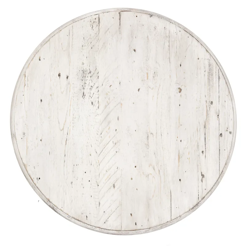 Pembroke Plantation Recycled Pine White Wash Round Accent Table