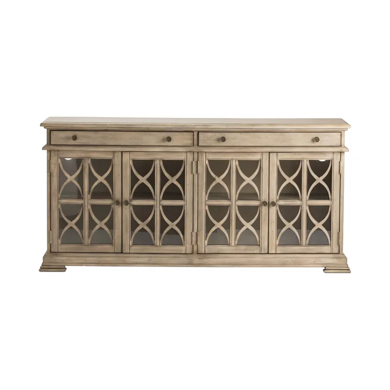 Hawthorne Estate 2 Drawer 4 Door Fretwork Sideboard Brushed Wheat Finish Silo