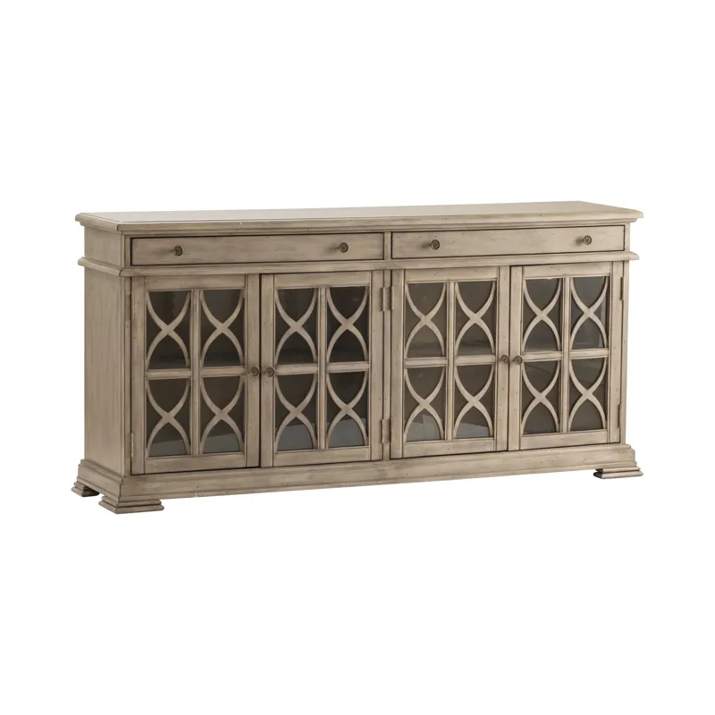Hawthorne Estate 2 Drawer 4 Door Fretwork Sideboard Brushed Wheat Finish Silo