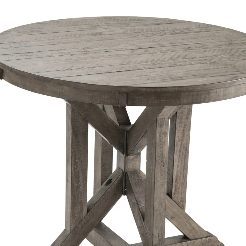 Pembroke Plantation Recycled Pine Distressed Grey Wood Base Accent Table Silo