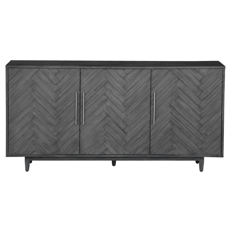 Hawthorne Estate Charcoal Grey Finish 3 Door Chevron Pattern Sideboard