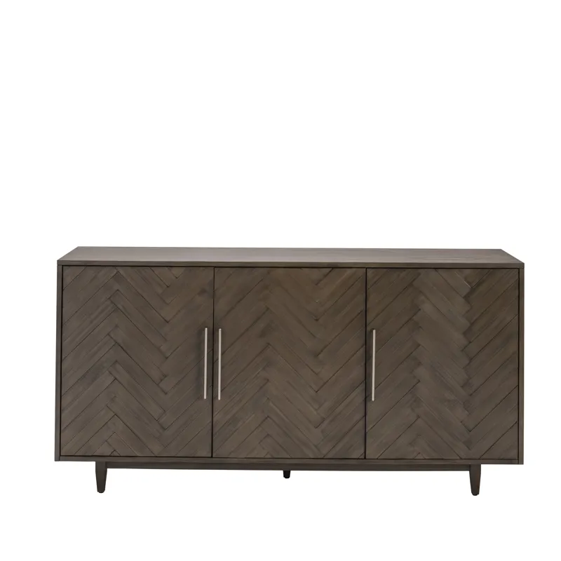 Hawthorne Estate Charcoal Grey Finish 3 Door Chevron Pattern Sideboard