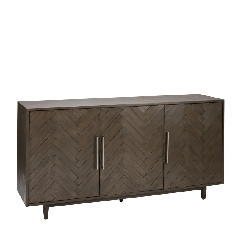 Hawthorne Estate Charcoal Grey Finish 3 Door Chevron Pattern Sideboard