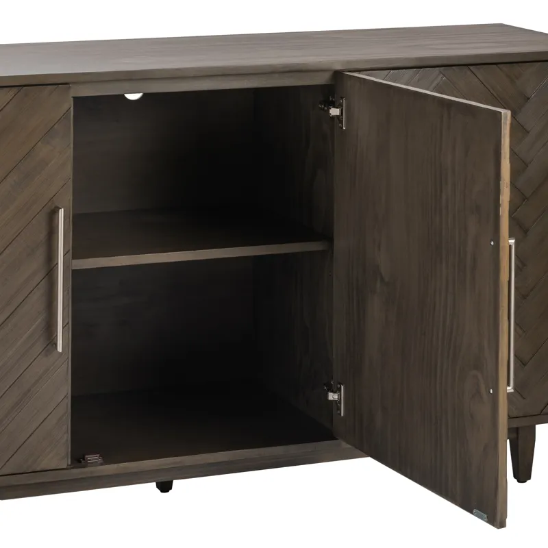 Hawthorne Estate Charcoal Grey Finish 3 Door Chevron Pattern Sideboard