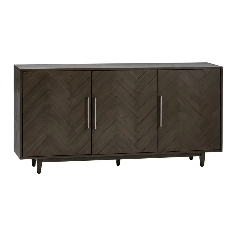 Hawthorne Estate Charcoal Grey Finish 3 Door Chevron Pattern Sideboard