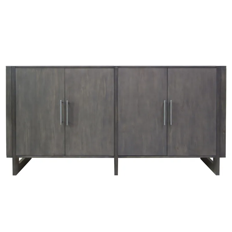 Hawthorne Estate Inset Wood Frame 2 Tone Grey Wash 4 Door Sideboard