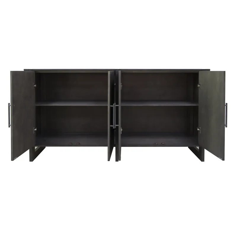 Hawthorne Estate Inset Wood Frame 2 Tone Grey Wash 4 Door Sideboard