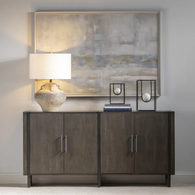 Hawthorne Estate Inset Wood Frame 2 Tone Grey Wash 4 Door Sideboard
