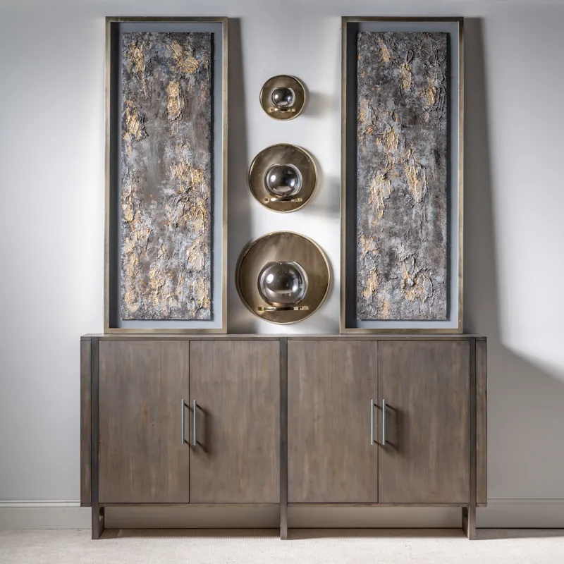 Hawthorne Estate Inset Wood Frame 2 Tone Grey Wash 4 Door Sideboard