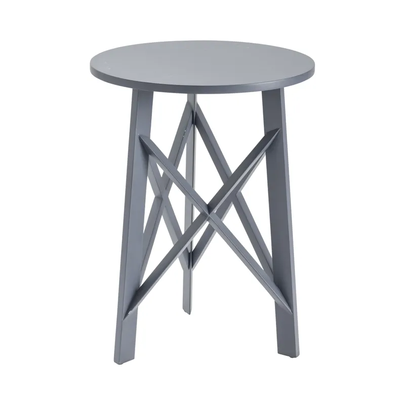 Round Acacia Wood Blue Side Table Silo