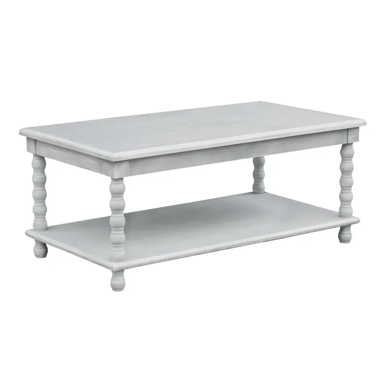 Pembroke Turned Leg Chalk Grey Rectangle Cocktail Table