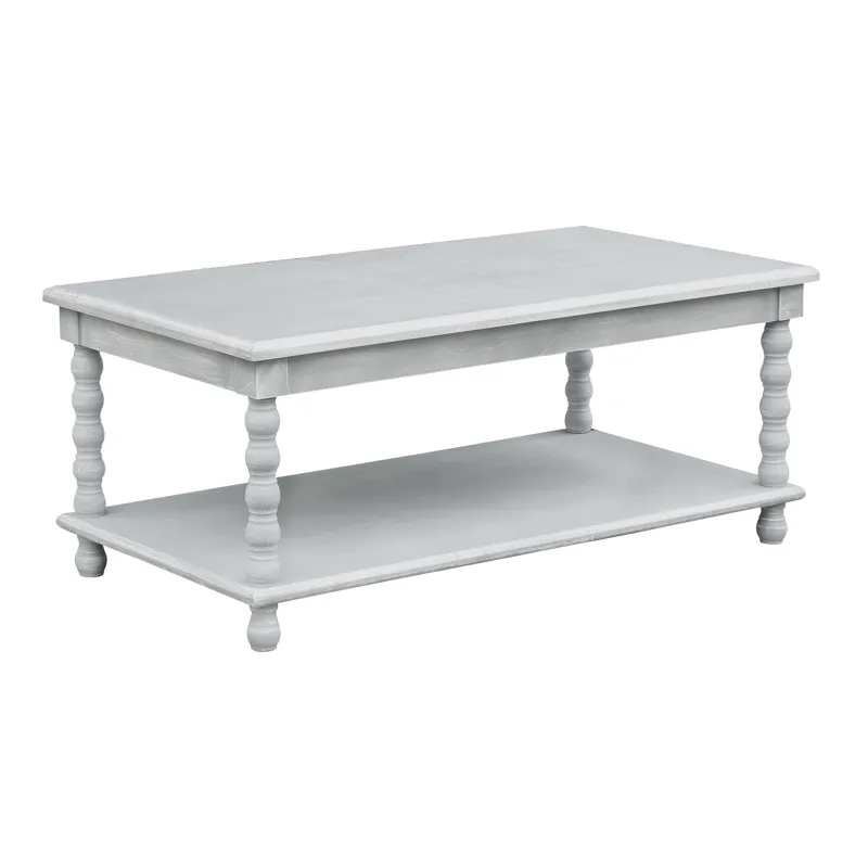 Pembroke Turned Leg Chalk Grey Rectangle Cocktail Table