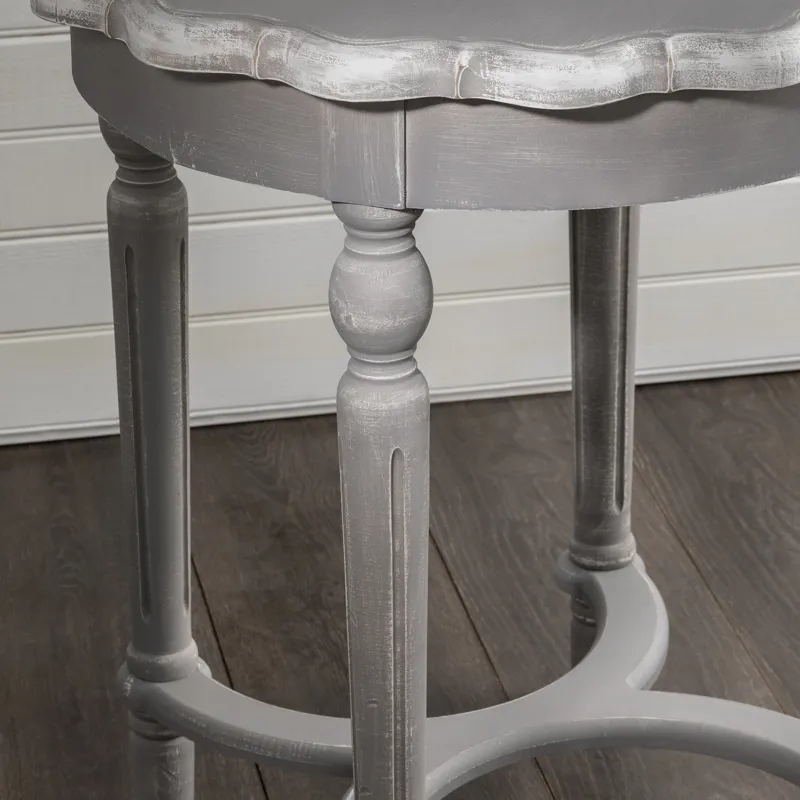 Pembroke Turned Leg Chalk Grey Scalloped Accent Table