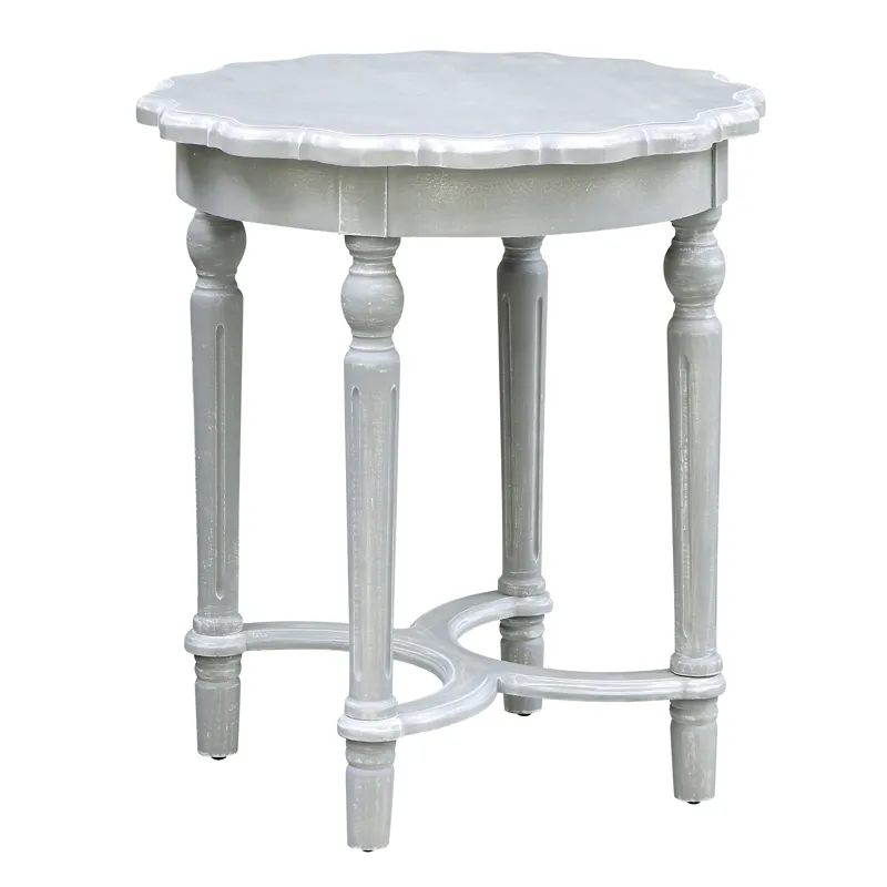 Pembroke Turned Leg Chalk Grey Scalloped Accent Table