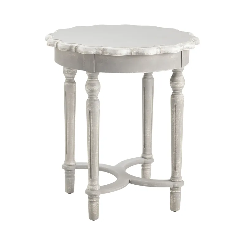 Pembroke Turned Leg Chalk Grey Scalloped Accent Table Silo