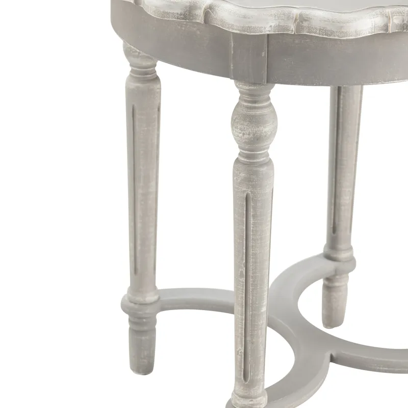 Pembroke Turned Leg Chalk Grey Scalloped Accent Table Silo