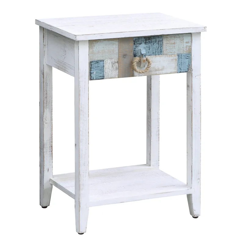 South Shore Multi Color Nautical Patchwork 1 Drawer Accent Table