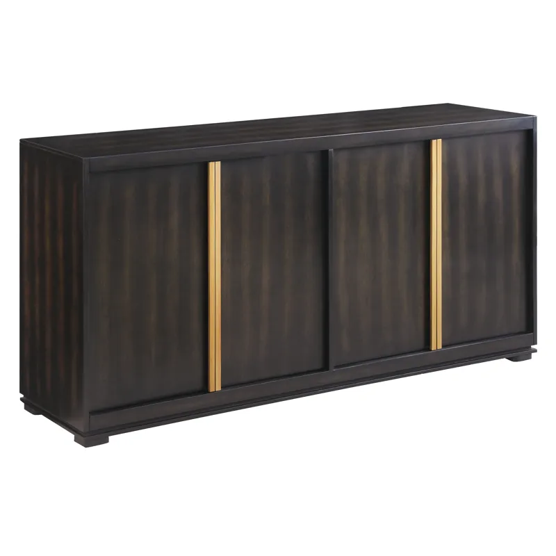 Empire 4 Door Sideboard With Burnished Brass Hardware In Rich Jacobean Finish