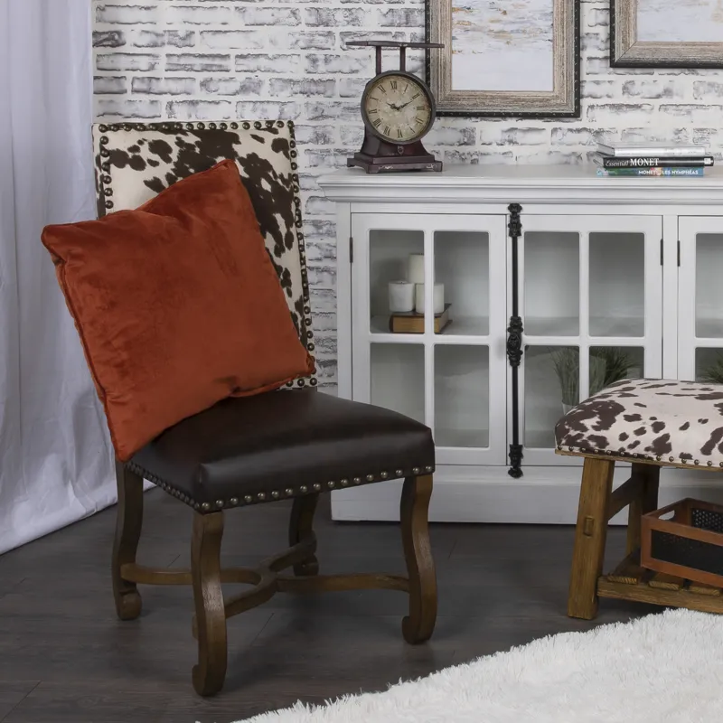 Mesquite Ranch Leather And Faux Cowhide Side Chair