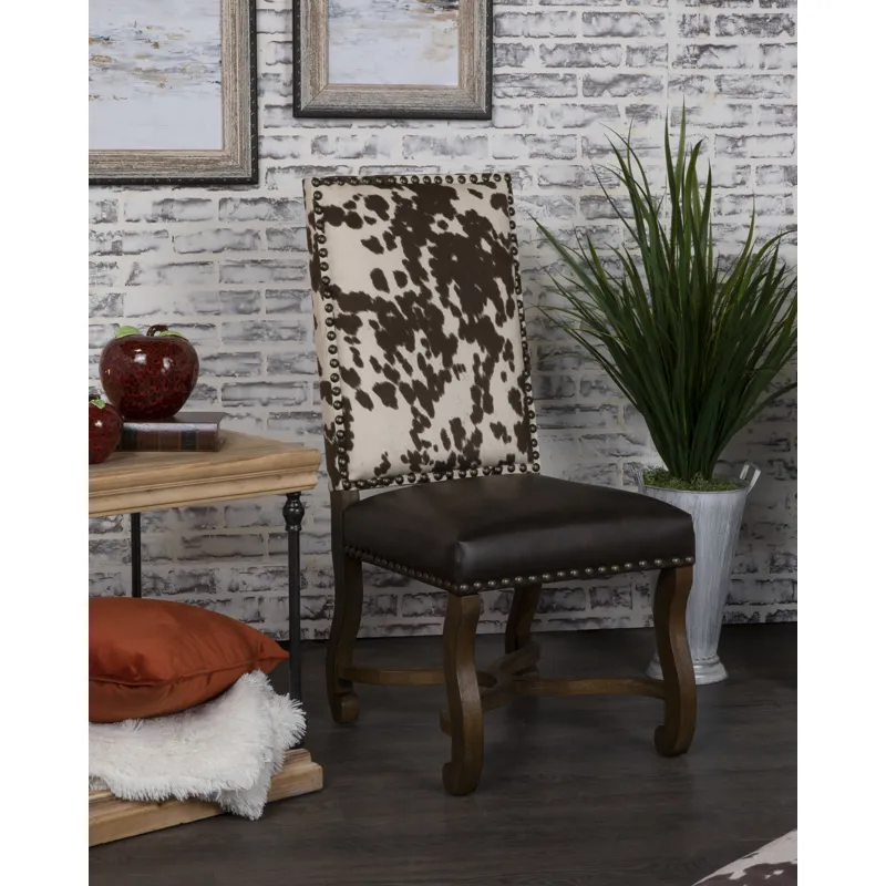 Mesquite Ranch Leather And Faux Cowhide Side Chair