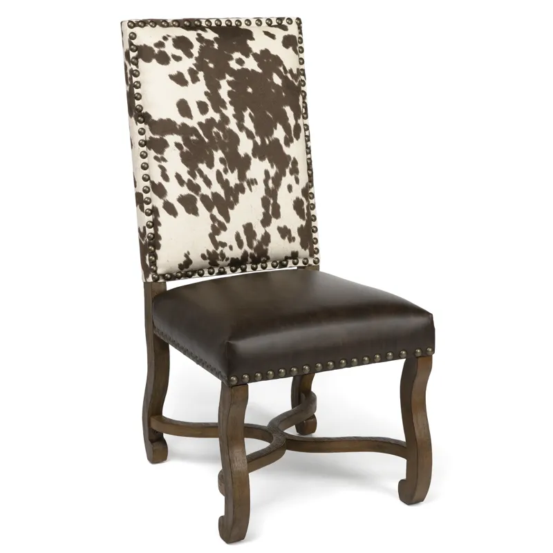 Mesquite Ranch Leather And Faux Cowhide Side Chair