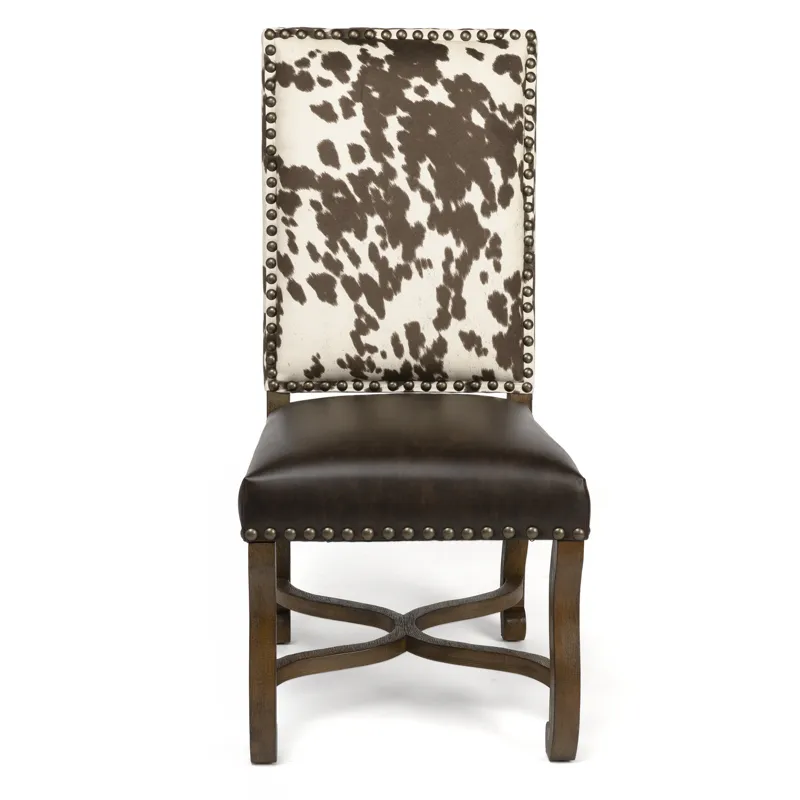 Mesquite Ranch Leather And Faux Cowhide Side Chair
