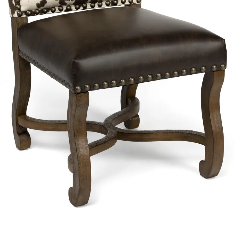 Mesquite Ranch Leather And Faux Cowhide Side Chair
