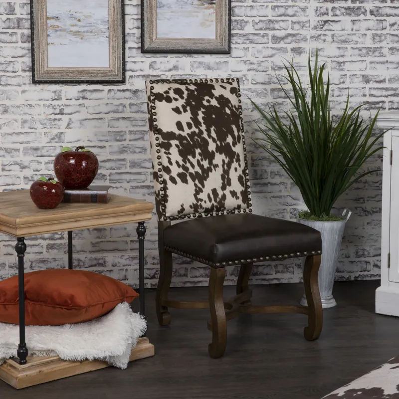 Mesquite Ranch Leather And Faux Cowhide Side Chair