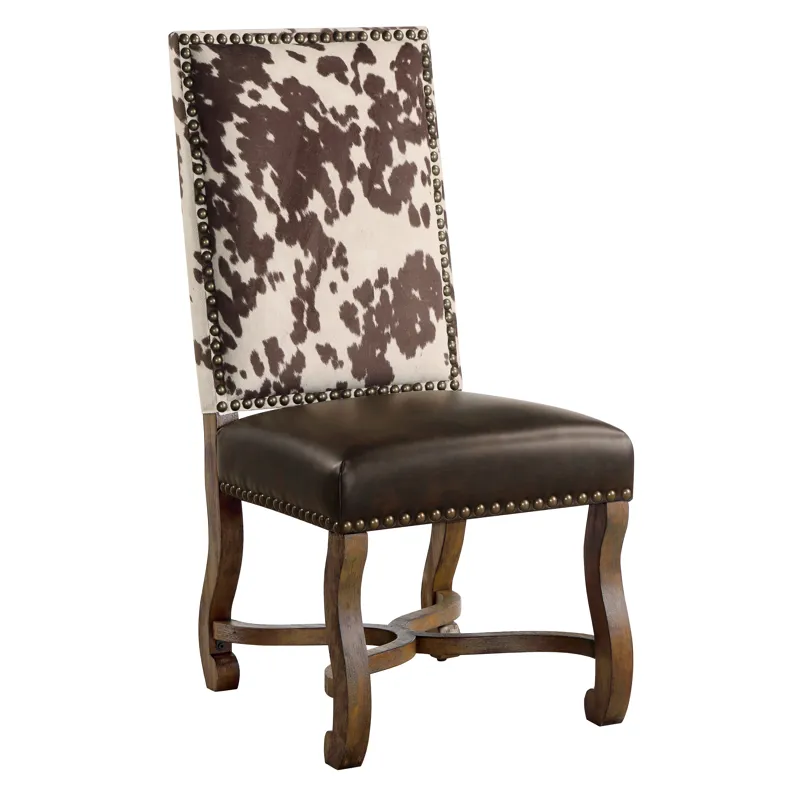 Mesquite Ranch Leather And Faux Cowhide Side Chair