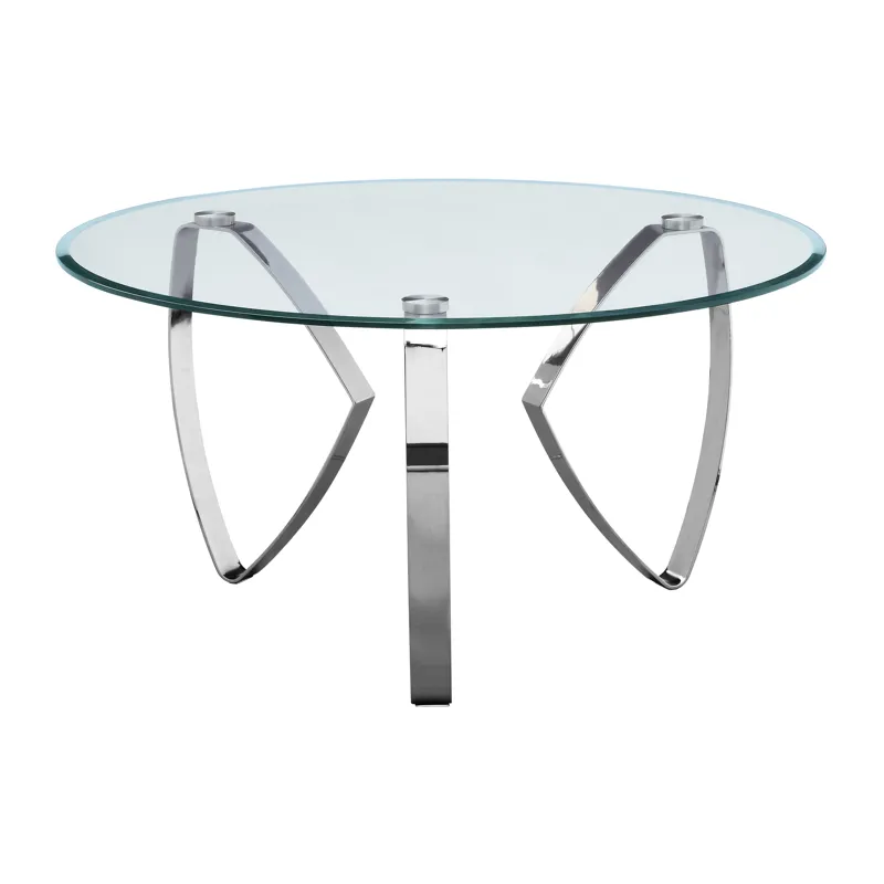 Hollywood Nickel Tri Leg Round Cocktail Table
