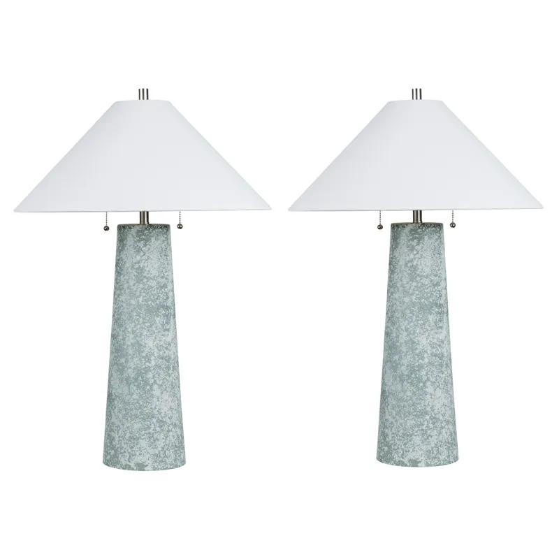Set Of 2 Glass Table Lamp With Shade