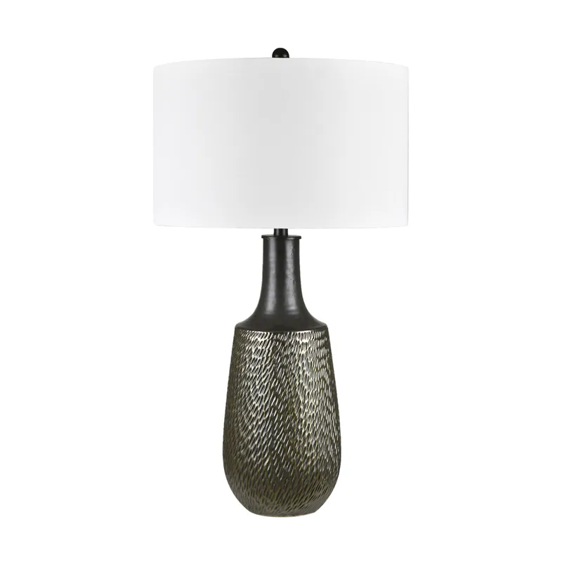 Ceramic Table Lamp With White Linen Shade